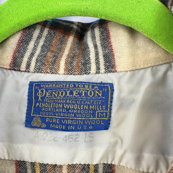 Vintage Pendleton Wool Board Shirt Flannel Plaid Loop Collar Flap Pockets Medium - Picture 4 of 10